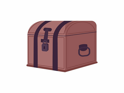 宝物半平面彩色矢量对象的古董嫁妆箱(Antique dowry chest for treasure semi flat color vector object)