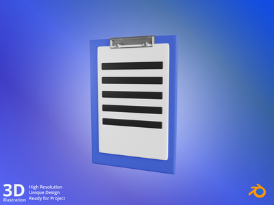 剪贴板-教育 3D 插图(Clipboard - Education 3D Illustration)