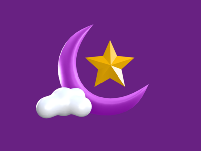 3D 渲染斋月图标-新月和星星(3D Rendering Ramadan Icon - Crescent Moon and star)