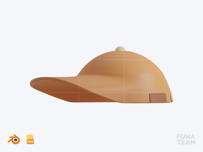 帽子 - 3D 野营插画包（正面）(Cap - 3D Camping Illustration Pack (front))
