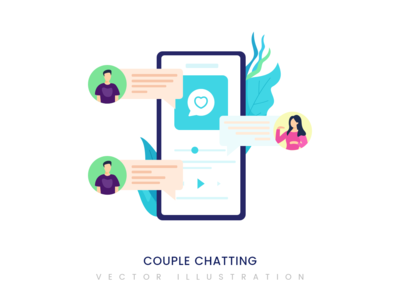 情侣聊天图(Couple Chatting illustration)