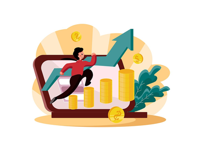 商人与利润增长概念图(Businessman with profit growth concept Illustration)