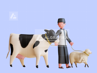 宰牲节穆巴拉克的 3D 字符插图(3D Charcter Illustration Eid Al Adha Mubarak)