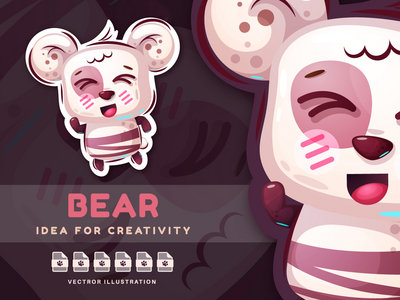 卡通人物熊舞 - 可爱的贴纸(Cartoon Character Bear Dance - Cute Sticker)