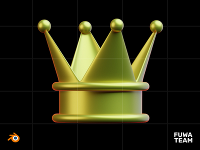 3D 游戏物品在黑暗中发光插图包 - 皇冠（正面）(3D Game Item Glow In The Dark Illustration Pack - Crown (Front))