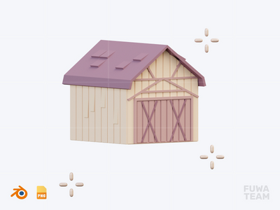 谷仓 - 3D 秋季插画包（正面）(Barn - 3D Autumn Illustration Pack (front))