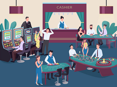 赌场平面颜色矢量图(Casino flat color vector illustration)