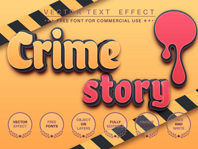犯罪故事 - 可编辑的文本效果、字体样式(Crime story - editable text effect, font style)