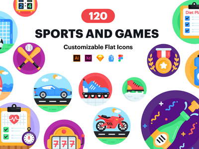 120 个体育和游戏图标(120 Sports And Games icons)