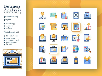 带有扁平风格的业务分析图标(Business Analysis Icon With Style Flat)