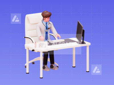 3d 字符男医生插图(3D Character Male Doctor Illustration)