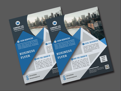 蓝色时尚商业传单模板(Blue Stylish Business Flyer Template)