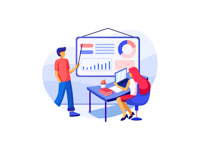 女商人坐在椅子上，听着演示文稿。(Business woman is sitting in a chair and listening to a presentation.)