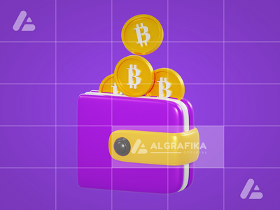 3d 插图比特币商业钱包(3d illustration bitcoin business wallet)