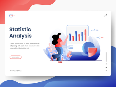 业务统计分析平面图(Business Statistic Analysis flat illustration)