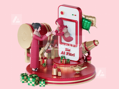 斋月贾巴尔的 3D 人物插图(3D Character Illustration Ramadan Kareem)