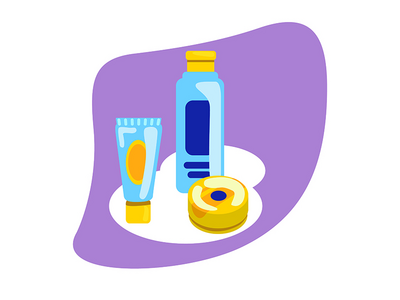 护肤美容产品 2D 矢量隔离插图(Beauty products for skin care 2D vector isolated illustration)