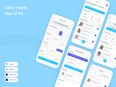 诊所移动应用程序 UI 套件(Clinic Mobile App UI Kit)