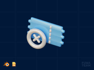 取消的票-3D 空状态图(Cancelled Ticket - 3D Empty State Illustration)