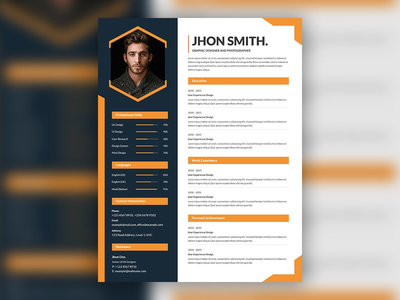 抽象黄色简历模板设计(Abstract yellow resume template design)