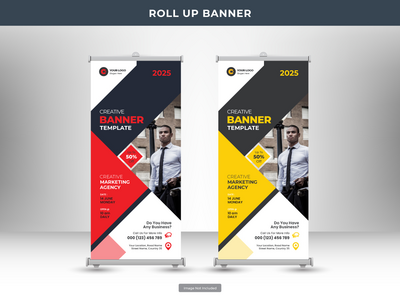 企业卷起横幅或传单社交媒体帖子模板(Corporate roll up banner or flyer social media post template)
