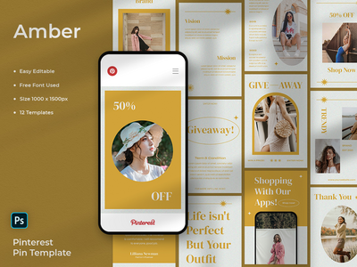 Amber - 时尚 Pinterest Pin 模板(Amber - Fashion Pinterest Pin Template)