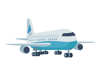 飞机半平面颜色矢量对象(Aircraft semi flat color vector object)