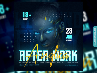 下班后 dj 派对传单或社交媒体帖子和网页横幅(After Work dj party flyer or social media post and web banner)