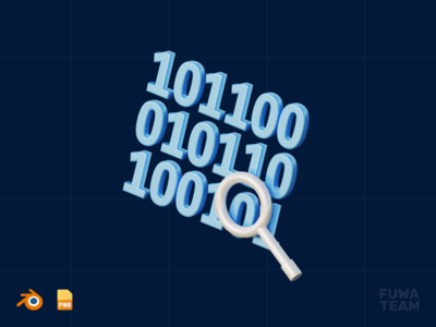 二进制代码-3D 互联网安全图(Binary Code - 3D Internet Security Illustration)