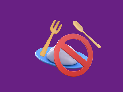 3D 渲染斋月图标禁食禁食(3D Rendering Ramadan Icon no eat for fasting)