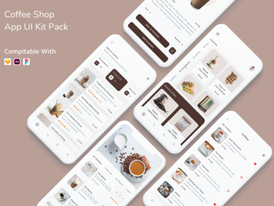 咖啡店应用程序 UI 套件包(Coffee Shop App UI Kit Pack)