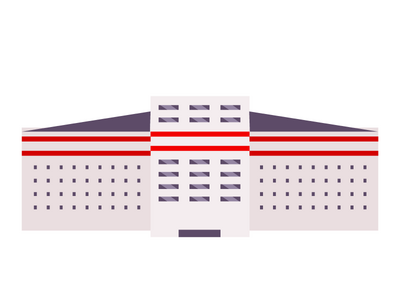 建筑外部卡通矢量图(Building exterior cartoon vector illustration)