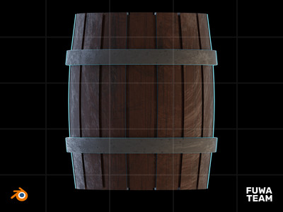 3D 游戏物品在黑暗中发光插图包 - 木桶（正面）(3D Game Item Glow In The Dark Illustration Pack - Wooden Barrel (Front))