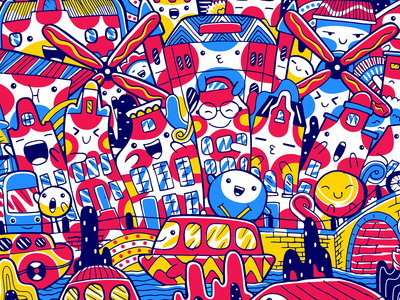 阿姆斯特丹市地标矢量图(Amsterdam City Landmark Vector Illustration)