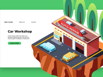 汽车车间 - 横幅和登陆页面(Car Workshop - Banner & Landing Page)
