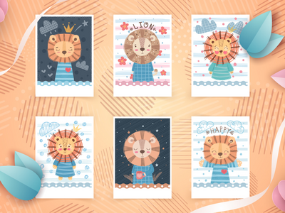 可爱的卡通人物集动物(Adorable Cartoon Character Set Animal)