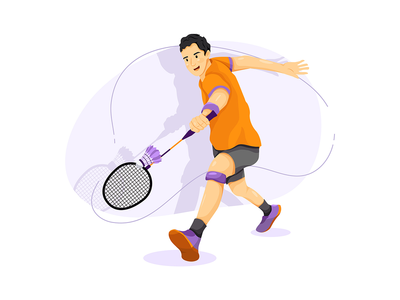 羽毛球-体育插画概念(Badminton - Sport Illustration concept)