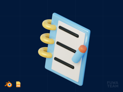 剪贴板 - 3D 设计过程插图(Clipboard - 3D Design Process Illustration)