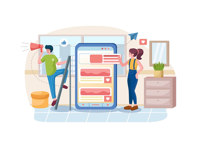 应用程序开发和社交媒体概念。(Application development and social media concept.)