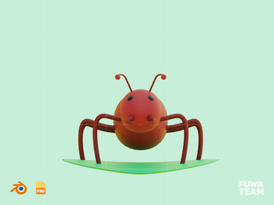 蚂蚁 - 可爱的 3D 动物（正面）(Ant - Cute 3D Animal (front))