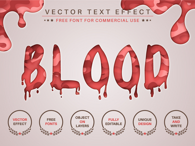 血纸 - 可编辑的文本效果，字体样式(Blood Paper -  Editable Text Effect, Font Style)