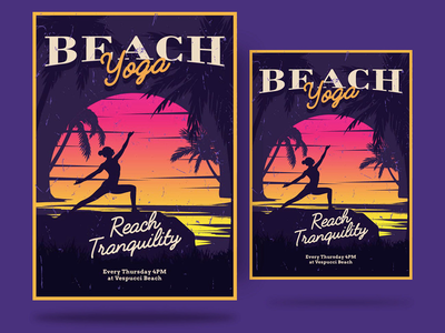 海滩瑜伽传单(Beach Yoga Flyer)