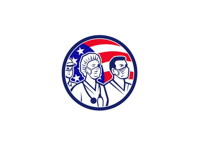 美国医疗保健工作者英雄美国国旗图标(American Healthcare Worker Heroes USA Flag Icon)