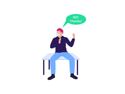 反 vax 人平面颜色矢量不露面字符(Anti vax man flat color vector faceless character)