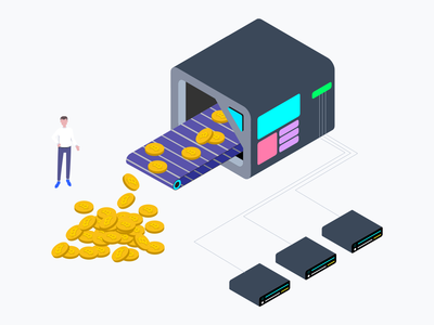 Cryptocurrency 采矿厂等距图形(Cryptocurrency Mining Factory Isometric Graphic)
