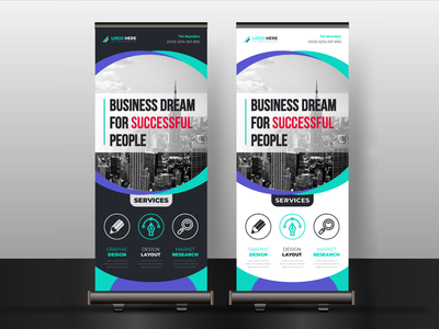企业易拉宝模板|向量(Corporate Roll Up Banner Template | Vector)