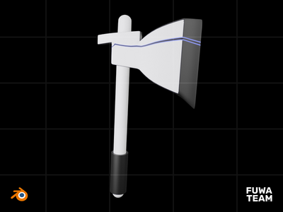 斧头武器 - 3D 未来主义游戏装备（正面）(Axe Weapon - 3D Futuristic game equipment (front))