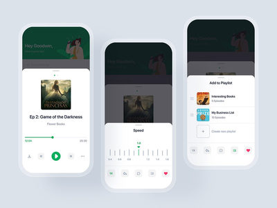 有声读物移动 UI 概念(Audiobook mobile UI concept)