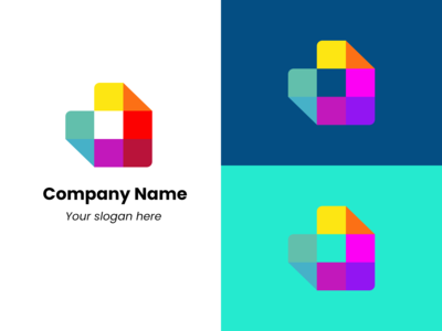 公司设计的抽象商标多彩多姿的正方形(Abstract logo multicolored squares for company design)