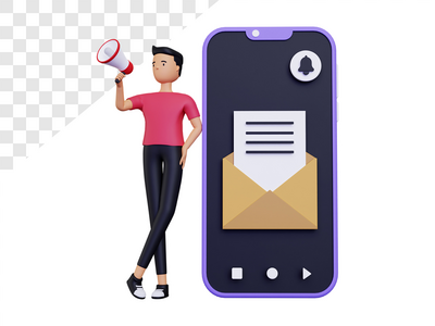 具有男性角色的 3d 电子邮件活动(3d email campaign with male character)